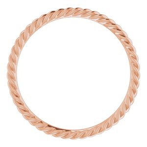 18K Rose 1.5 mm Skinny Rope Band Size 8.5