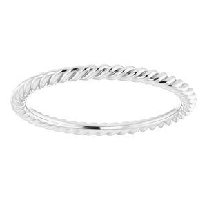 18K White 1.5 mm Skinny Rope Band Size 4.5