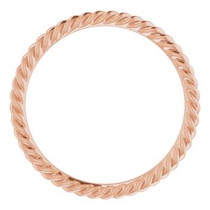 18K Rose 1.5 mm Skinny Rope Band Size 6