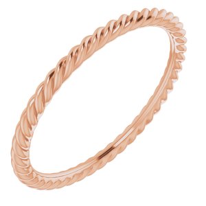 18K Rose 1.5 mm Skinny Rope Band Size 6.5