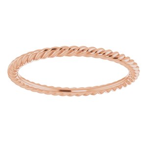 18K Rose 1.5 mm Skinny Rope Band Size 6