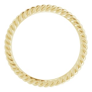 18K Yellow 1.5 mm Skinny Rope Band Size 4