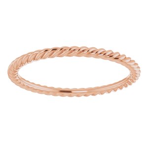 18K Rose 1.5 mm Skinny Rope Band Size 6.5