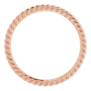 18K Rose 1.5 mm Skinny Rope Band Size 6.5