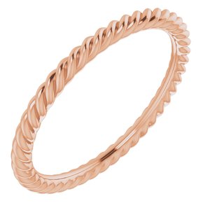 18K Rose 1.5 mm Skinny Rope Band Size 4