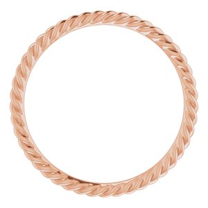 18K Rose 1.5 mm Skinny Rope Band Size 7.5