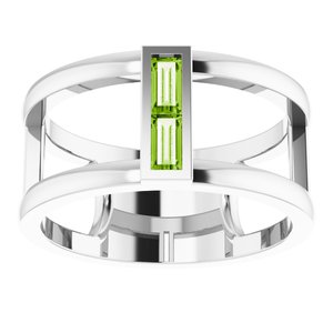 Sterling Silver Peridot Baguette Ring