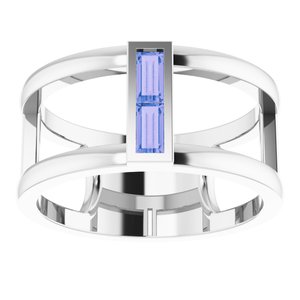 Sterling Silver Tanzanite Baguette Ring