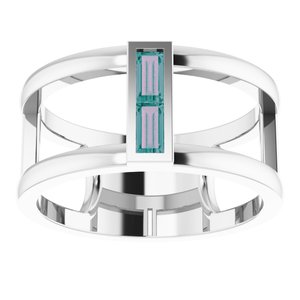 Sterling Silver Chatham® Lab-Created Alexandrite Baguette Ring