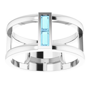 Sterling Silver Aquamarine Baguette Ring