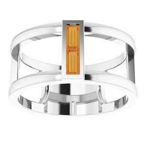 Sterling Silver Citrine Baguette Ring