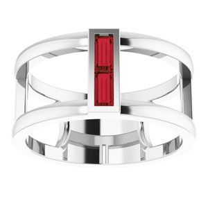 Sterling Silver Mozambique Garnet Baguette Ring