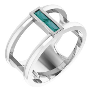 Sterling Silver Chatham® Lab-Created Alexandrite Baguette Ring