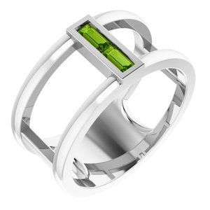 Sterling Silver Peridot Baguette Ring