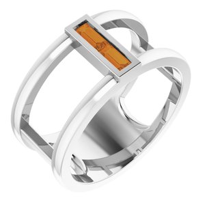 Sterling Silver Citrine Baguette Ring