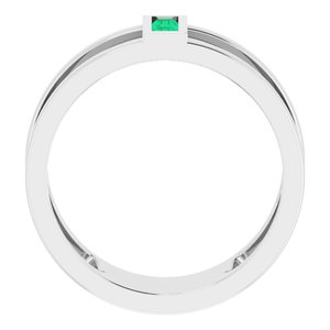 Sterling Silver Chatham® Lab-Created Emerald Baguette Ring