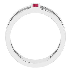 Sterling Silver Chatham® Lab-Created Ruby Baguette Ring