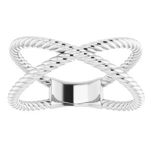 Sterling Silver Criss-Cross Rope Ring