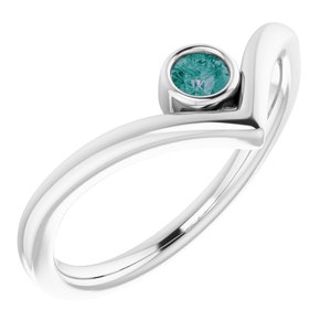 Sterling Silver Chatham® Created Alexandrite Solitaire Bezel-Set "V" Ring