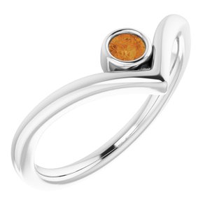 Sterling Silver Citrine Solitaire Bezel-Set "V" Ring