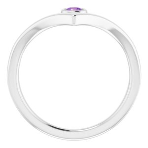 Sterling Silver Amethyst Solitaire Bezel-Set "V" Ring