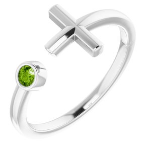 Sterling Silver Peridot Negative Space Cross Ring