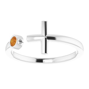 Sterling Silver Citrine Negative Space Cross Ring