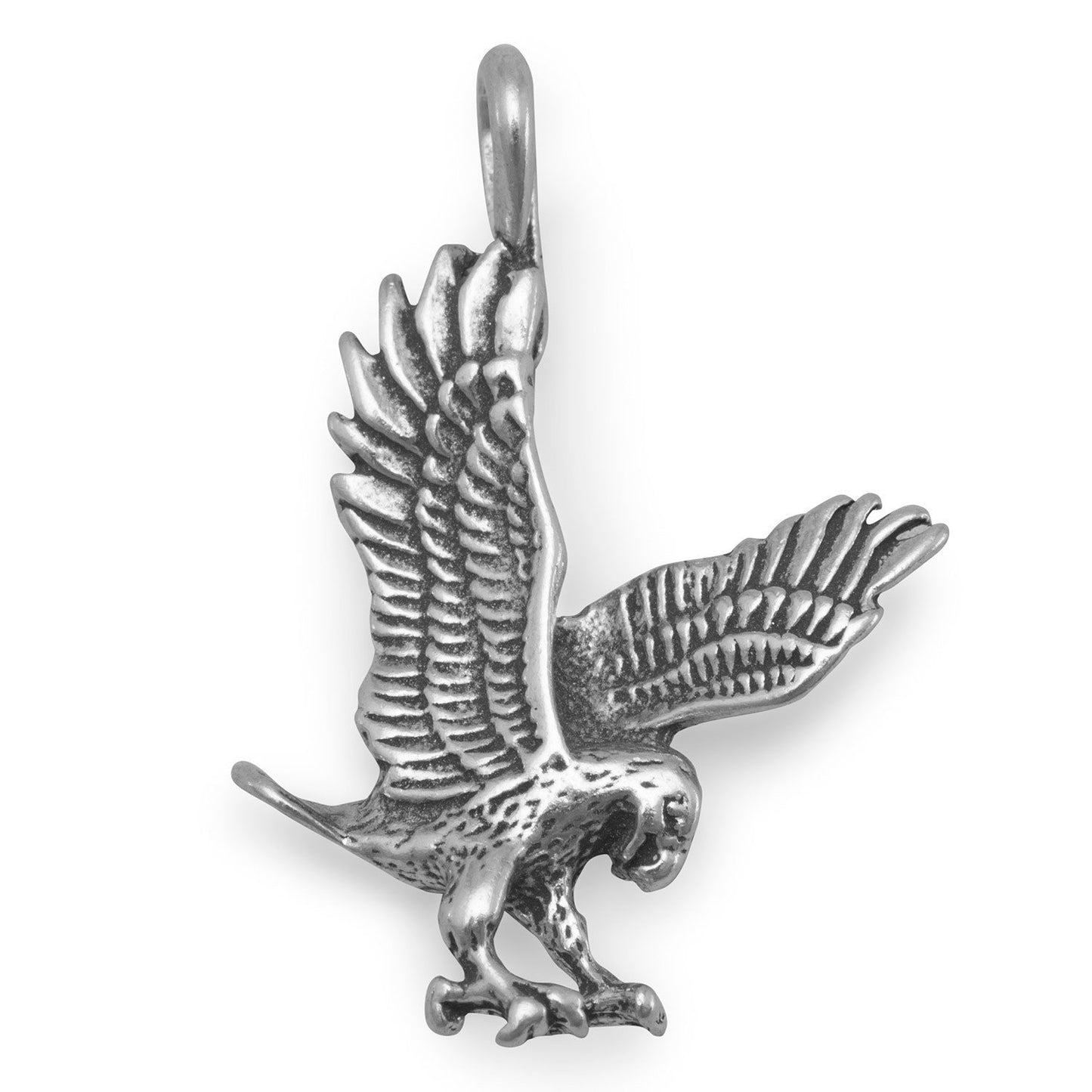 Oxidized Landing Eagle Charm