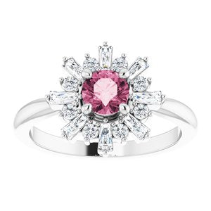 Sterling Silver Pink Tourmaline & 3/8 CTW Ring