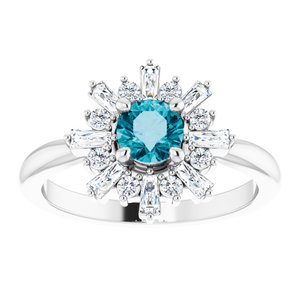 Sterling Silver London Blue Topaz & 3/8 CTW Ring