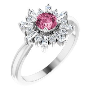 Sterling Silver Pink Tourmaline & 3/8 CTW Ring