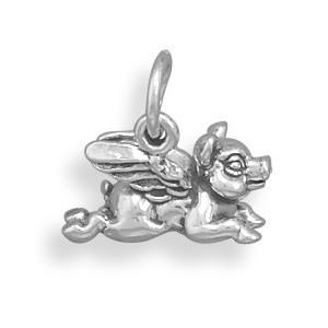 Oxidized Flying Pig Charm