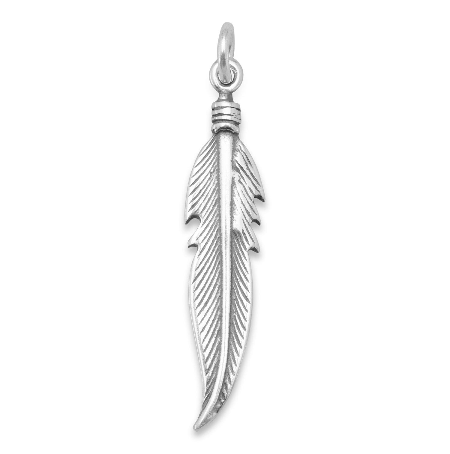 Oxidized Feather Charm