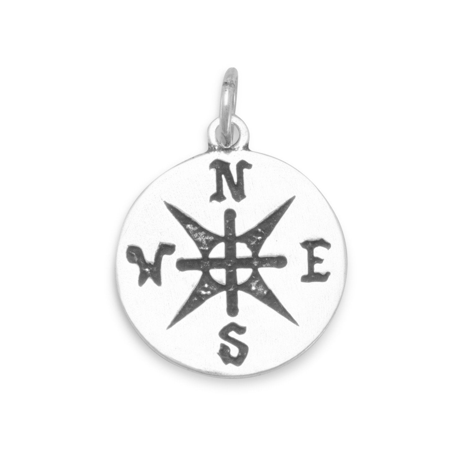 Oxidized Compass Pendant