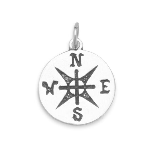 Oxidized Compass Pendant