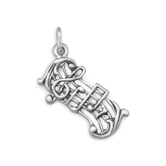 Oxidized Music Staff Charm