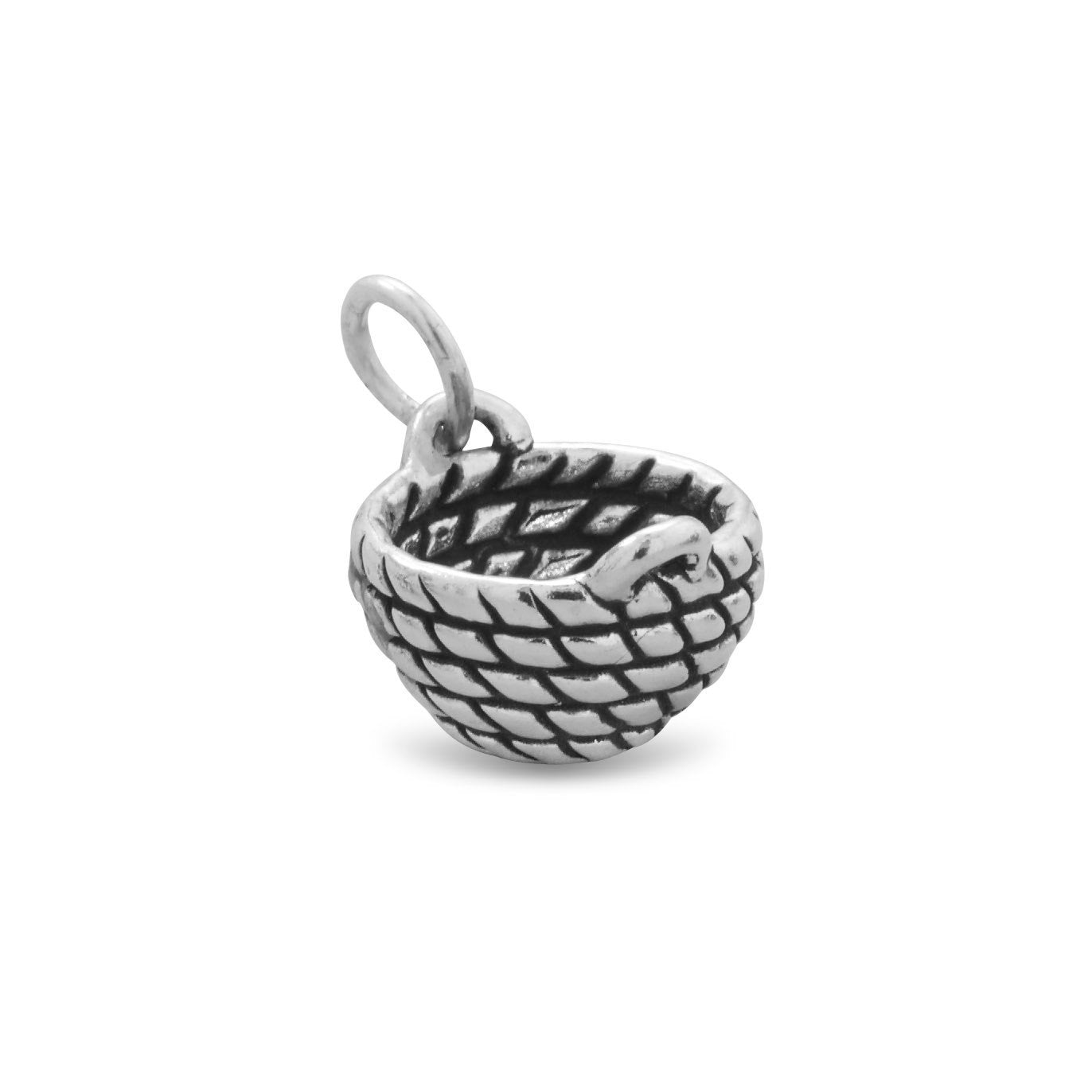 Oxidized Woven Basket Charm