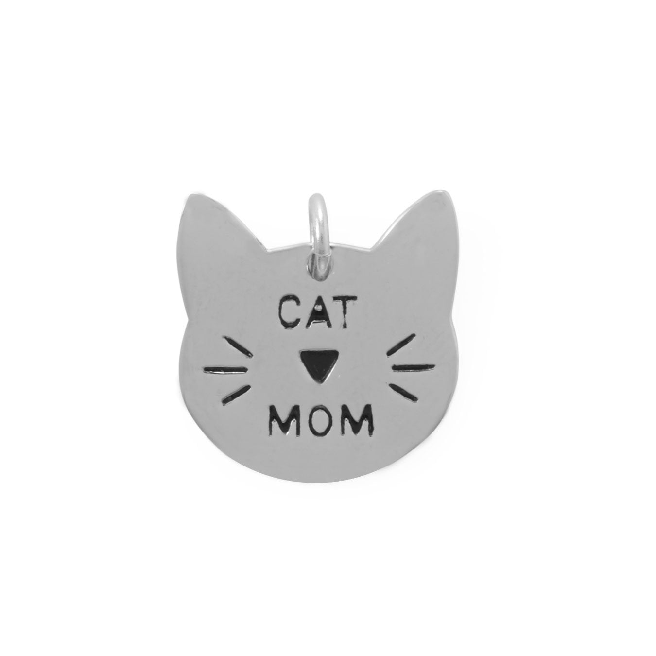 Rhodium Plated Cat Mom Charm