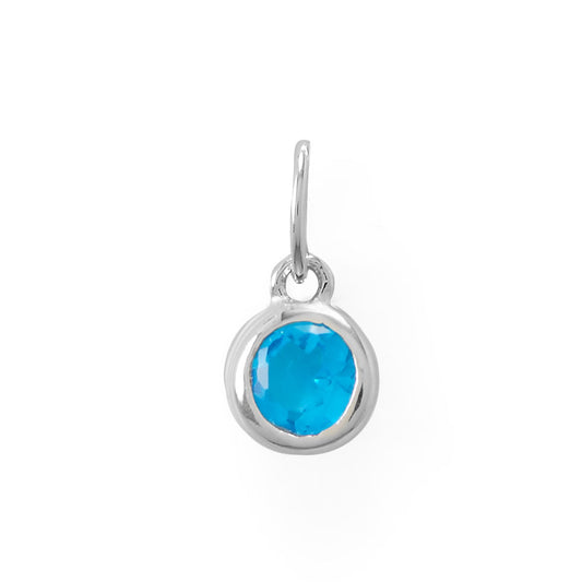 Round CZ December Birthstone Charm