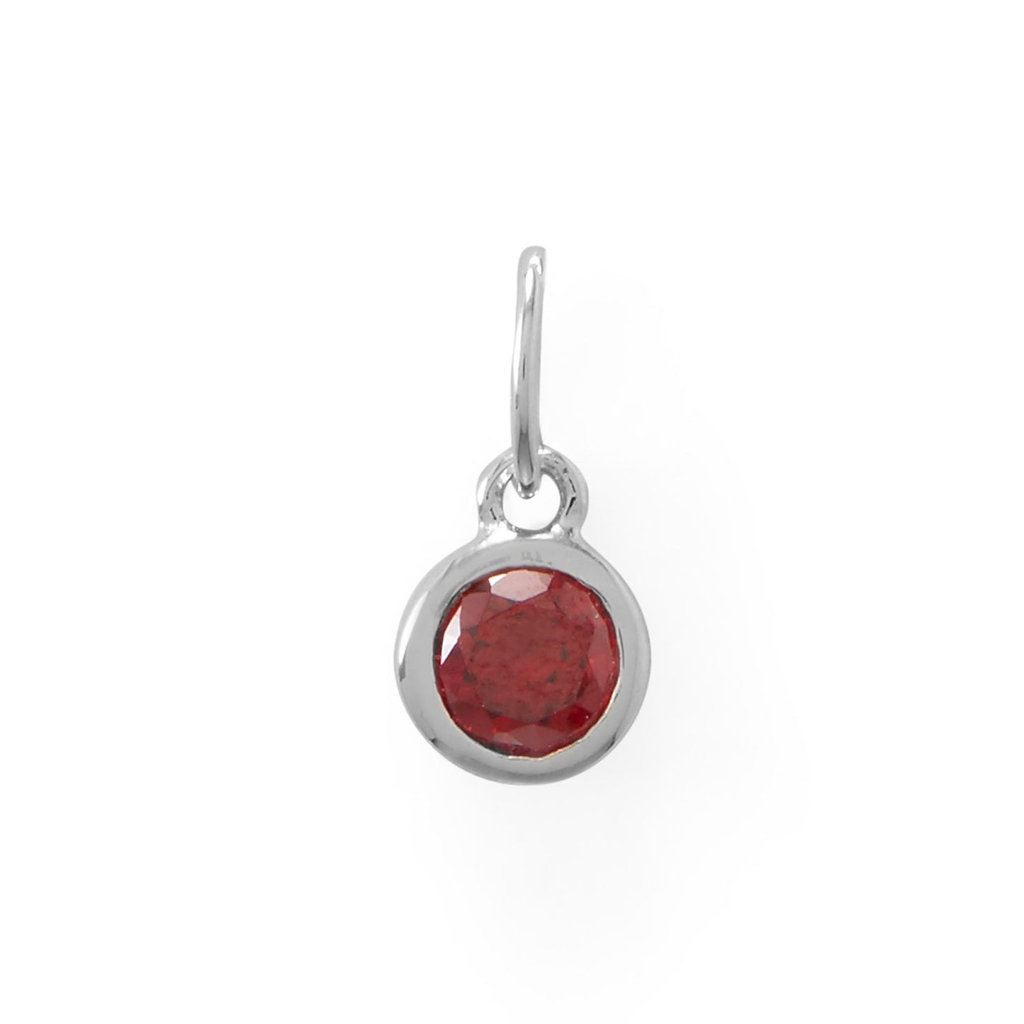 Round CZ January Birthstone Charm