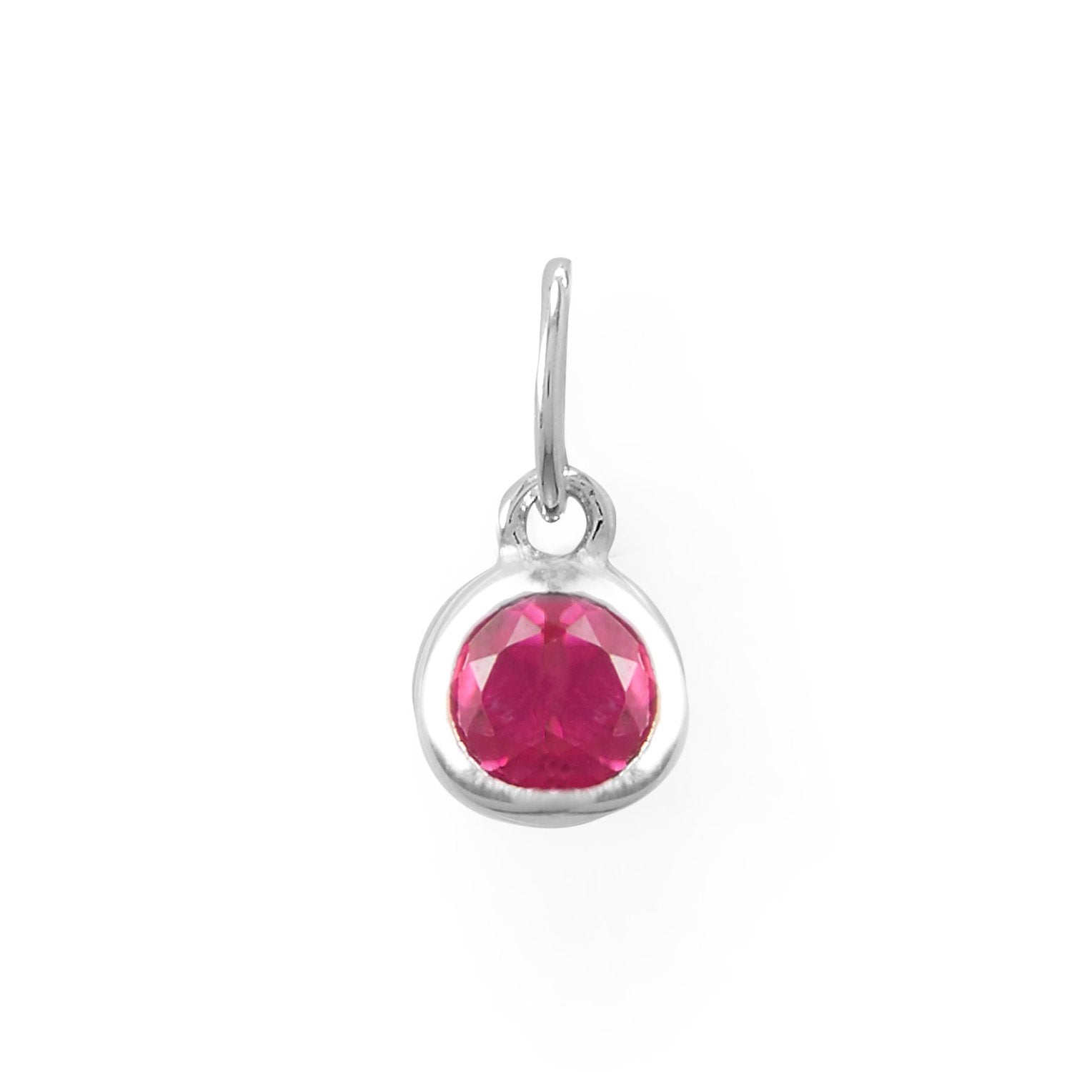 Round CZ July Birthstone Charm