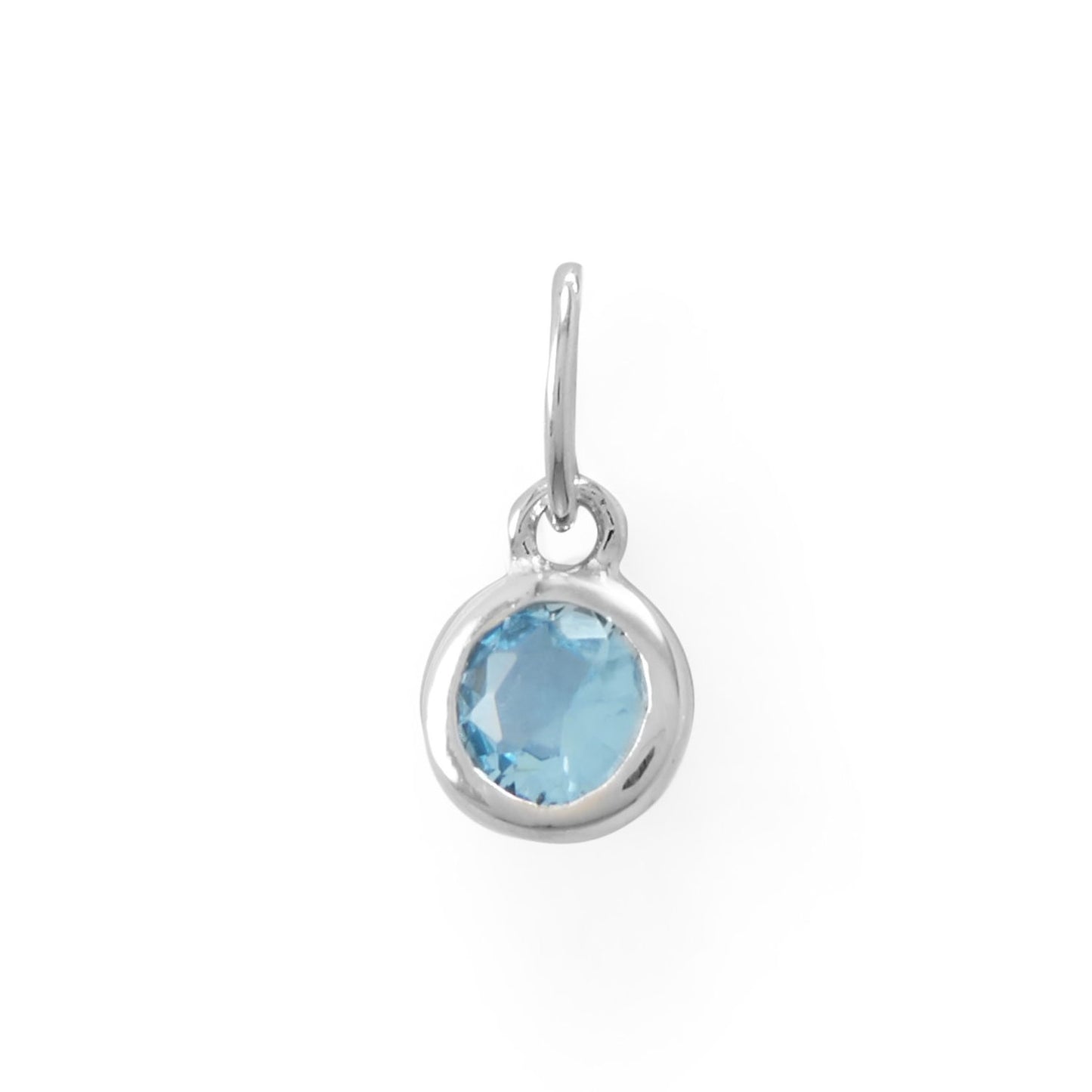 Round CZ March Birthstone Charm