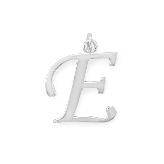 Polished Letter E Initial Pendant