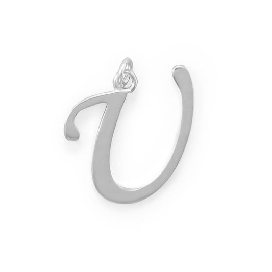 Polished Letter U Initial Pendant