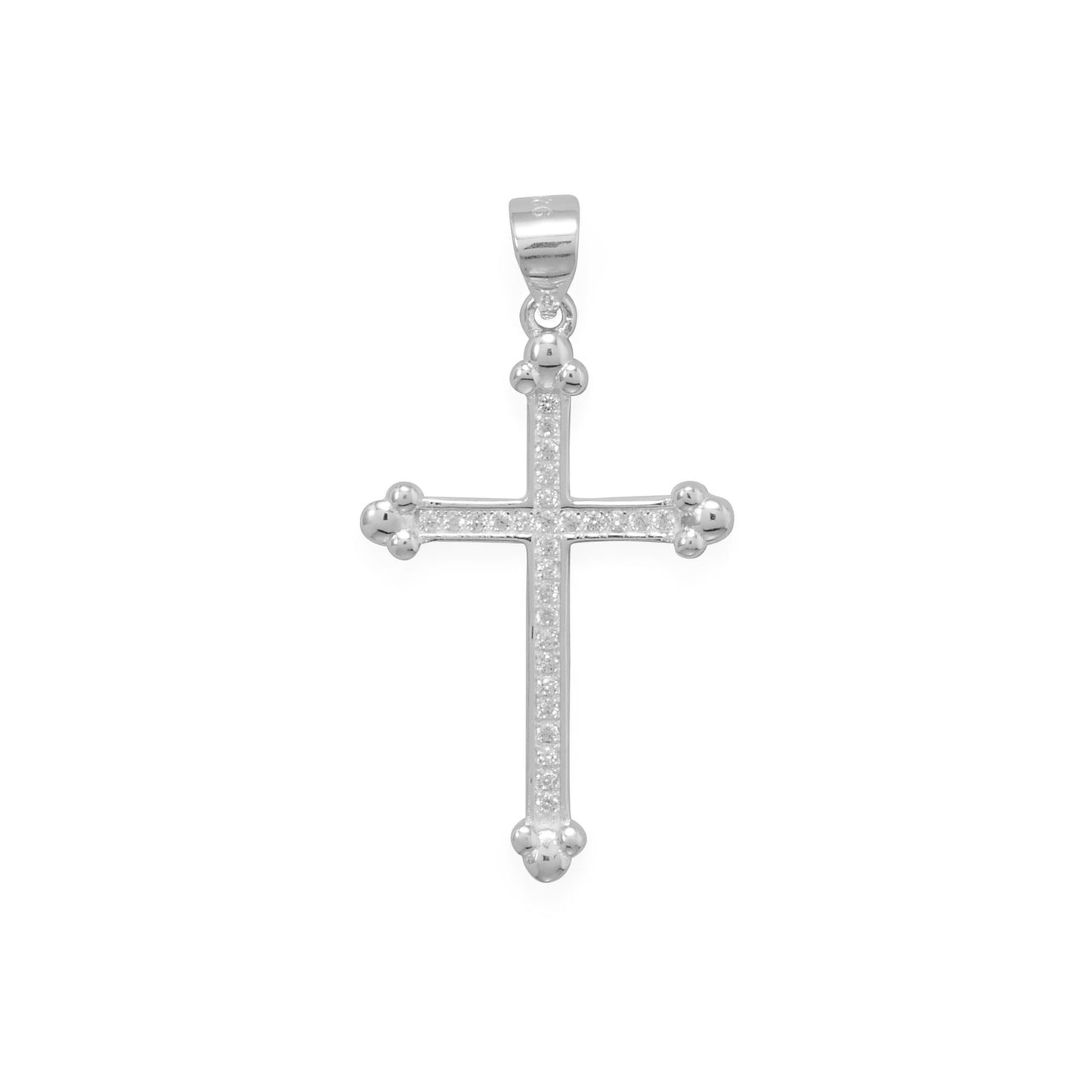 CZ Cross Pendant with Fleuree Ends