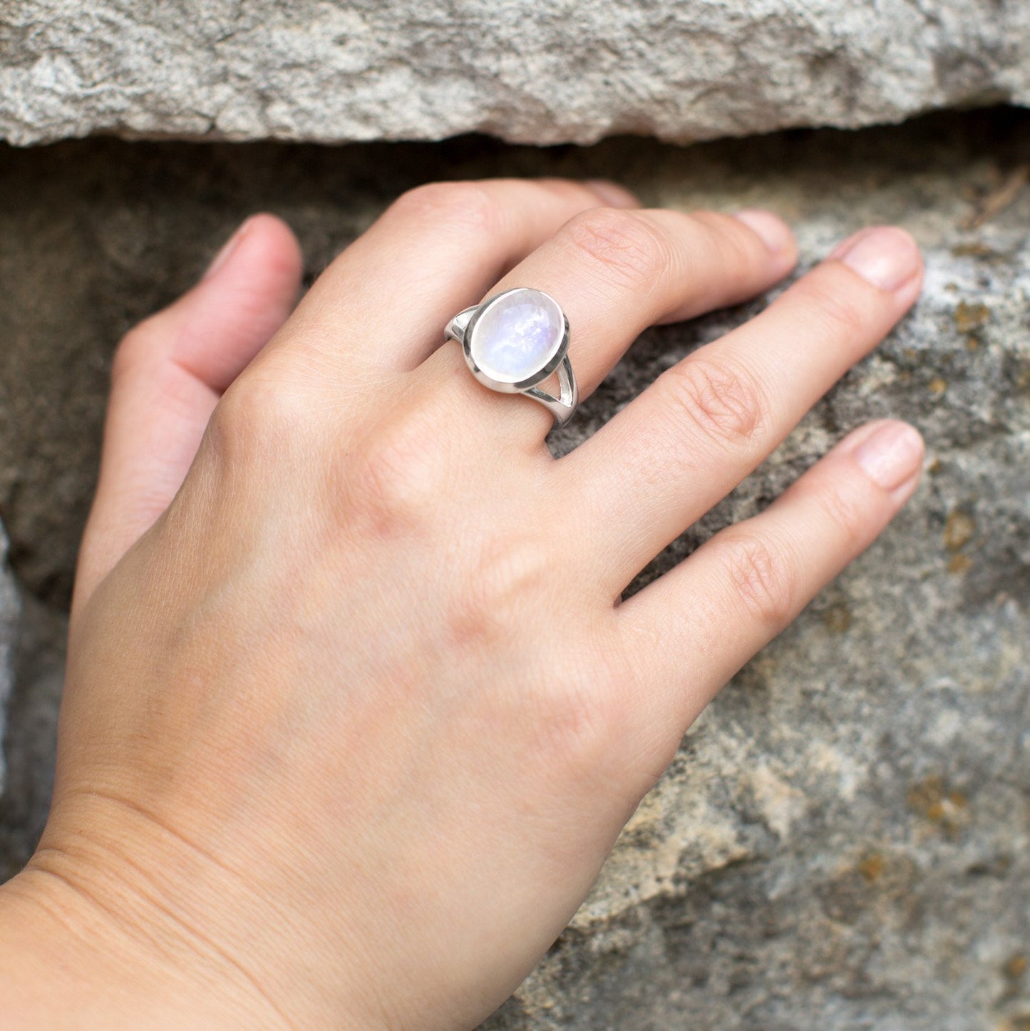 Rainbow Moonstone Ring