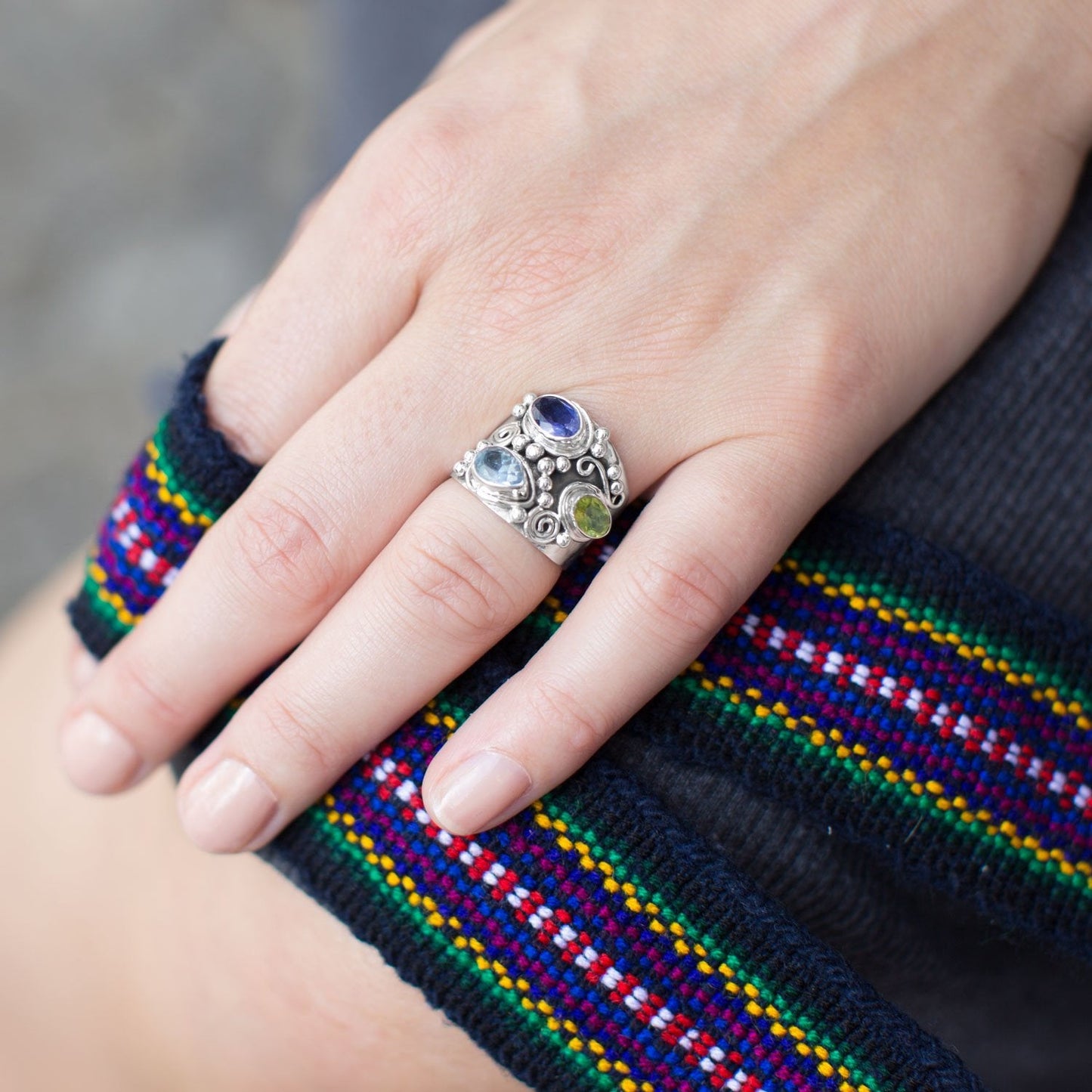 Ornate Multistone Ring