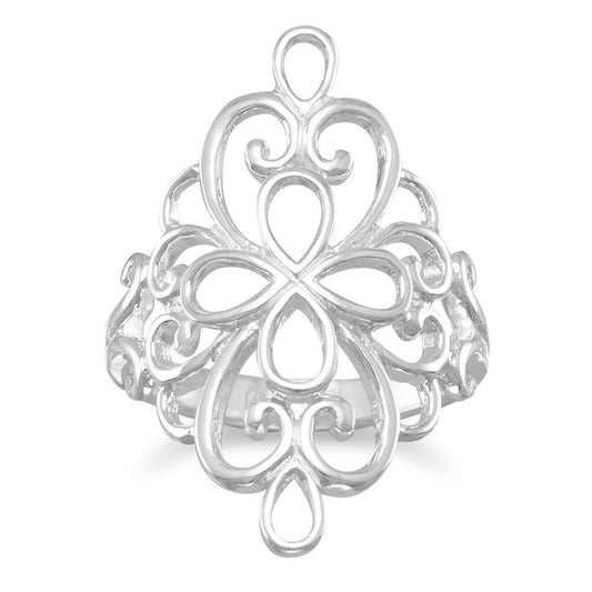 Polished Ornate Filigree Ring