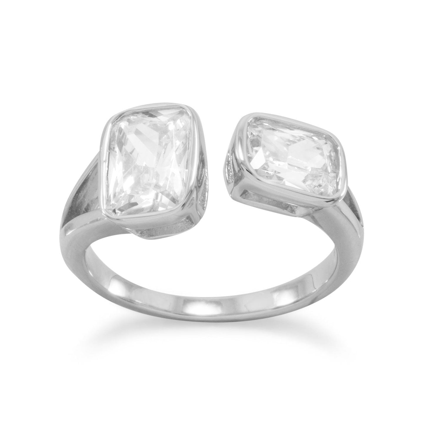 Rhodium Plated CZ Split Design Ring