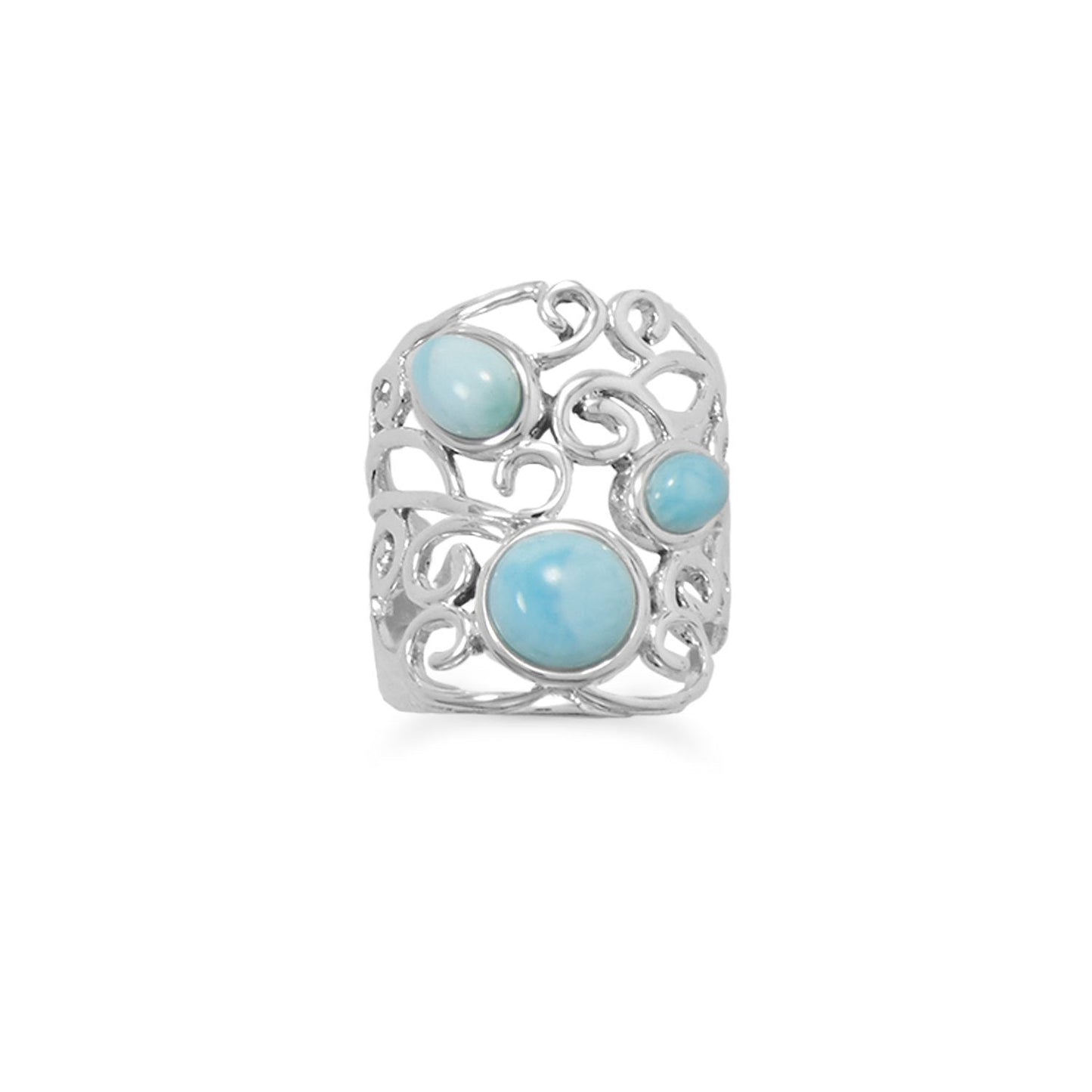 Anillo de Larimar adornado pulido